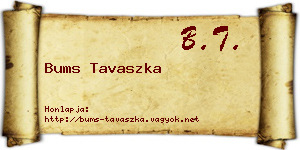 Bums Tavaszka névjegykártya